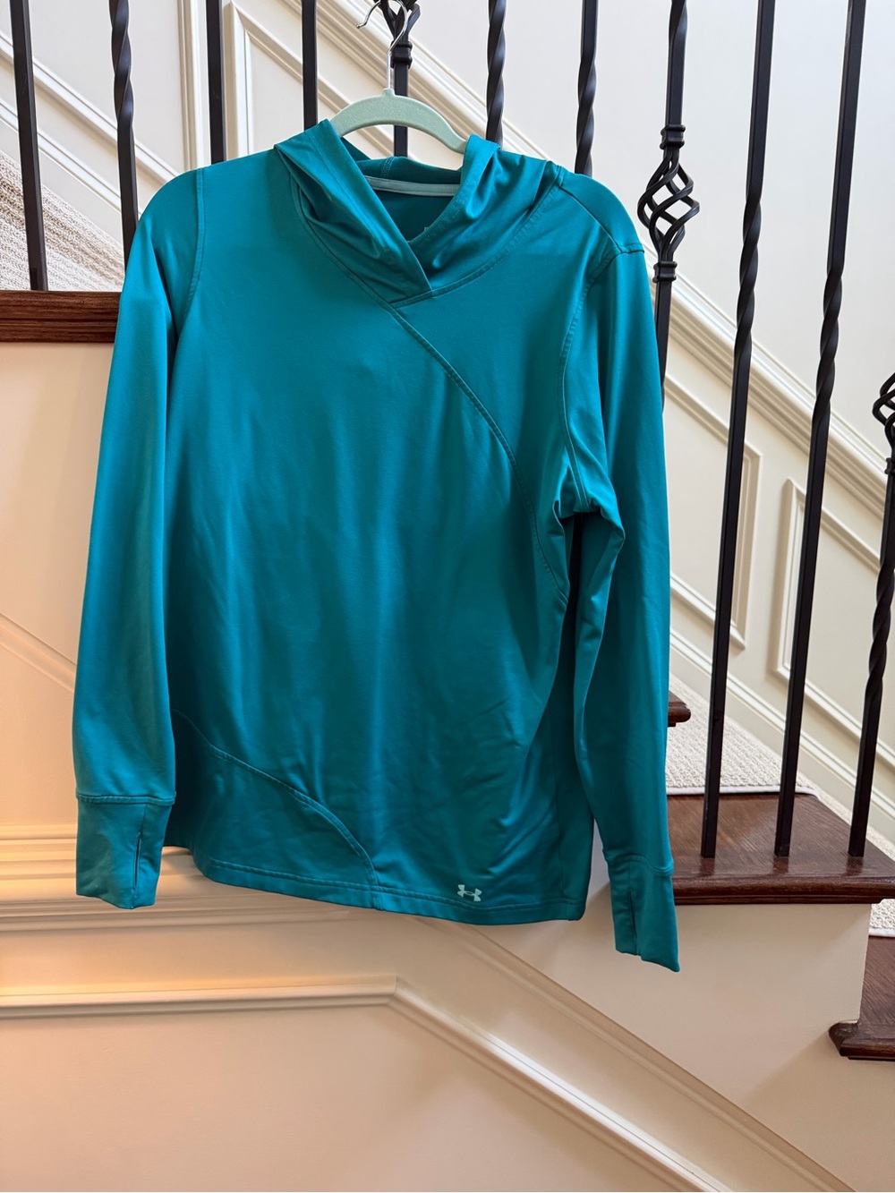 Under Armour Cold Gear XL Teal Blue Hooded Athletic sweatshirt